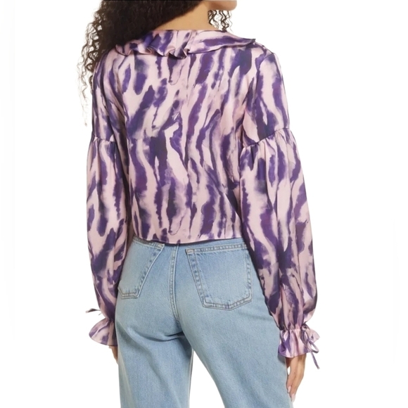 TOPSHOP Tie Dye Ruffle Long Sleeve Crop Jacket Top New - Picture 7 of 12
